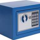 Key and Electronic Security Safe Box Digital Deposit Box for Home Office Hotel Business Lock Box for Cash Jewelry Storage (Blue, 0.17 Cubic Feet)
