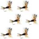 The Fly Fishing Place Black Humpy Classic Trout Dry Fly Fishing Flies - Set of 6 Flies Size 12