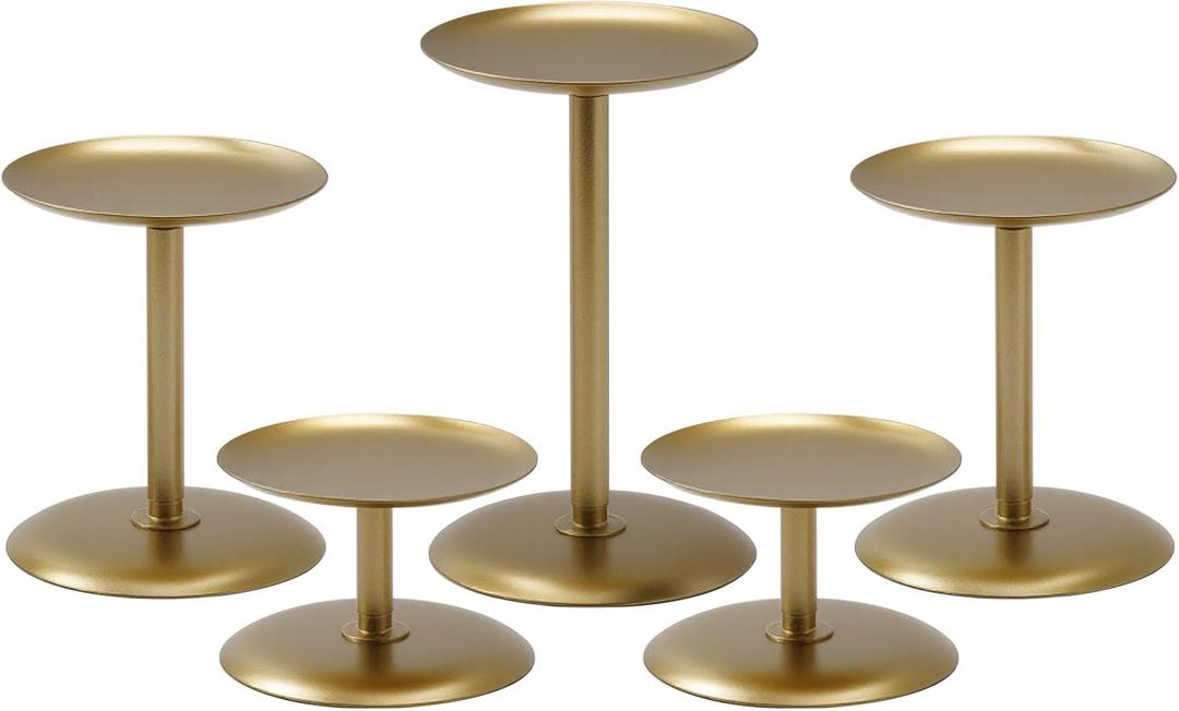 Homemory Christmas Fall Candle Holders for Pillar Candles Set of 5 (5, Gold)