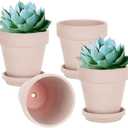 vensovo 6 Inch Pink Terracotta & Clay Pots for Plant with Saucer - 4 Pack Medium Terra Cotta Planter with Drainage Hole, Flowerpot for Indoor Outdoor Plants, Crafts, Wedding Favor