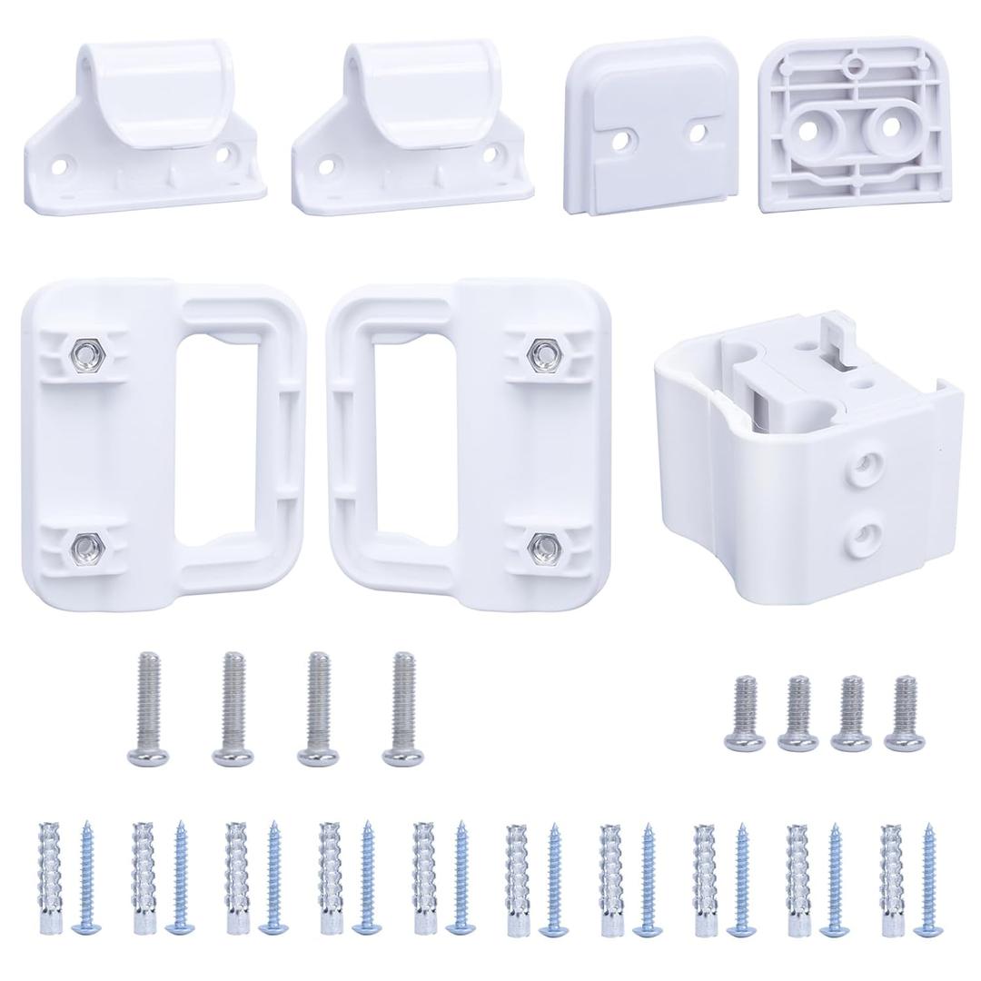 Retractable Baby Gate Replacement Parts Kit New Upgrade Retractable Dog Gate Replacement Hardware Mesh Pet Gate Full Set Wall Mounting Accessories with Brackets Latches Anchors and Screws, White