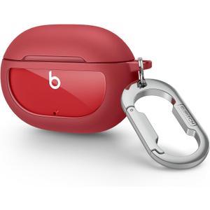 SURITCH Protective Case for Beats Studio Buds 2021, Studio Buds+ Plus 2023 Case Cover with Carabiner Keychain, Skin-Friendly TPU Shockproof Protector for Earbuds Charging Case Accessories, Beats Red