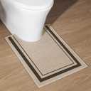 chakme Bathroom Rugs Mat U-Shaped 24x17, Ultra Thin Non Slip Bath Mat Small Quick Dry Absorbent Bath Mat for Bathroom Floor, (Light Beige, U-24"x17")