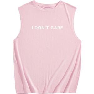 Men's Tropical Sleeveless Beach Tank Top Crew Neck Cut Off Vacation Summer Tanks (Pink, XL)