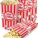 100 Pcs Flat Bottom Popcorn Bags, 2 oz Paper Popcorn Bags for Family Movie Night Baseball Themed Carnival Christmas Birthday Party