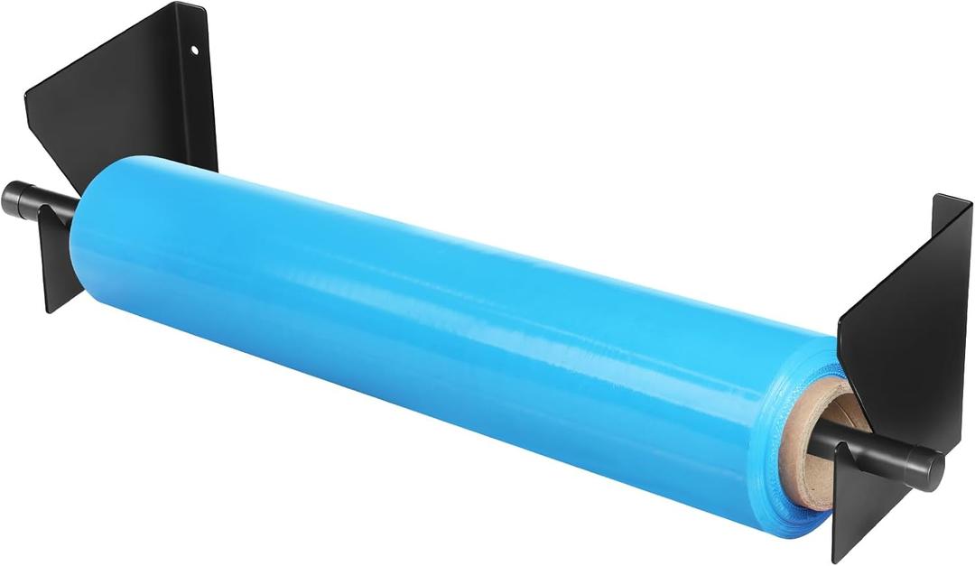 60 Inch Paper Roll Holder Vinyl Roll Holder Wrapping Paper Wall Mounted Roller Rack Holders Adjustable Reliable Kraft Scroll Dispenser for Vinyl Kraft Other Rolled Materials(Black)