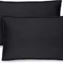 Bare Home Standard Pillow Sham Covers - Set of 2 - Premium 1800 Ultra-Soft Microfiber - Double Brushed - Bed Pillow Shams - Pillows Not Included (Set of 2, Black)