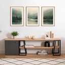 Large Watercolor Green Forest Mountain Framed Canvas Wall Art Set,Abstract Pine Tree Lake Landscape Wall Decor,Modern Nature Scenery Artwork for Living Room,Bedroom,Office-24 x36 x3