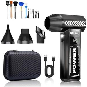 Electric Air Duster, 200000RPM 4-Gear Adjustable Compressed Air Duster with Light, Rechargeable Brushless Motor Durable Blower for Keyboard, Computer, Car, Home Cleaning