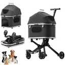Dog Strollers for Small Dogs & Medium Dogs,4 Wheel Magnesium Alloy Pet Stroller,Waterproof Foldable 3 in 1 Multifunctional Cat Stroller with Breathable Mesh, Up to 45 lbs.