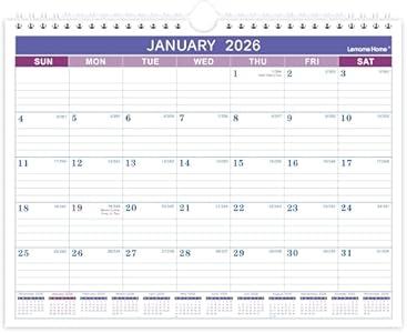 2026 Wall Calendar - 2026 Calendar, Jan.2026 - Dec. 2026, 11" x 8.5", 12 Monthly Calendar 2026, Hanging Hook + Ruled Blocks - Purple