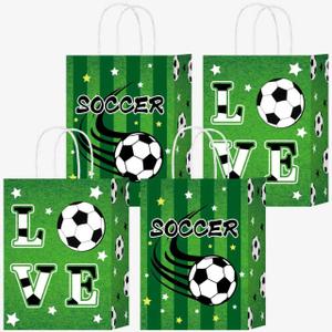W WINTMING 16Pcs Soccer Gift Bags Team Party Favor Bag for Treat Candy Snack Soccer Goodie Bags with Handles Small Paper Bag for Sports Events Birthday (soccer2), 8.66 x 6.3 x 3.15 inches