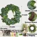 Eucalyptus Wreath for Front Door, Artificial Greenery Wreath with Realistic Leaves for Spring Easter Home Decor, Farmhouse Nordic Round Wreaths with Jute Hanger for Wall, Outdoor (11Lx11Wx2.56H)