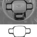 Savadicar Black Wood Grain Interior Accessories - Steering Wheel Trim Cover for Ford F150 (2021-present) - Premium Texture Interior Decor Upgrade Option, 1 PC