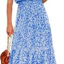 Chang Yun Maxi Summer Dresses for Women Halter Sleeveless Floral Boho Sun Vacation Outfits Long Wedding Guest Dress L