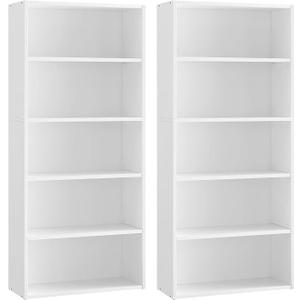 VASAGLE Set of 2 Bookshelves, 23.6 Inches Wide, 5-Tier Open Bookcases with Adjustable Storage Shelves, Floor Standing Units, Cloud White ULBC165T14-2