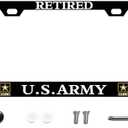 BOARLIDA Retired Army License Plate Frame US Army Decorative Stainless Steel Car License Plate Cover for Men Women 12 X 6 Inch