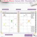 3 x 2026 Planner, Weekly and Monthly Calendar Planner from January 2026 - December 2026, 8.5" x 11" Hardcover Leather Hourly Appointment Book with Tabs, Spiral Daily Planners for College School Work Home, Purple (A4)