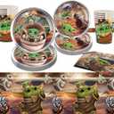 190 Pcs Baby Yoda Party Tableware Set, Party Supplies Set, Themed Party Decoration Birthday Party, Tableware for Birthday Decoration, Children's Birthday Party Decorations