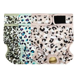 Langsprit Washable Female Dog Diapers - Doggie Reusable Diapers for Doggy Puppy Female in Period - Highly Absorbent Dog Heat Panties Leopard, Large