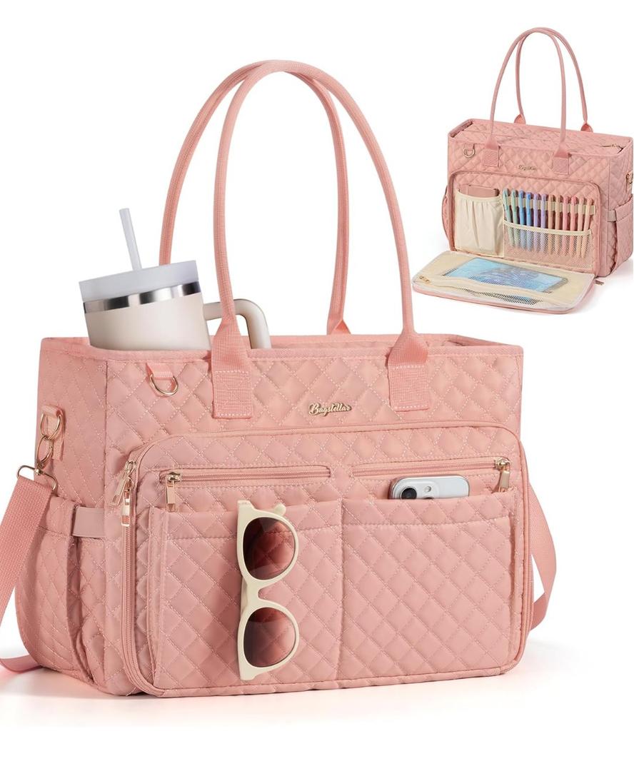 Teacher Bags for Women, 15.6 inch Laptop Work Tote Bag Quilted Nurse Bible Computer Shoulder Bag for School Travel
Office Briefcase, Dream Tote Work Bag, Insulated Pocket, Zipper & Strap, with 40oz Cup Holder, Ideal Gift