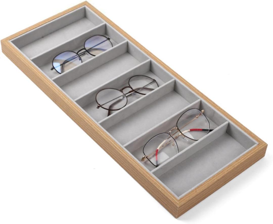 Walnut Wood Glasses Storage Box Eyeglass Sunglasses Box Storage Case Tray Jewelry Display Showcase Organizer Box