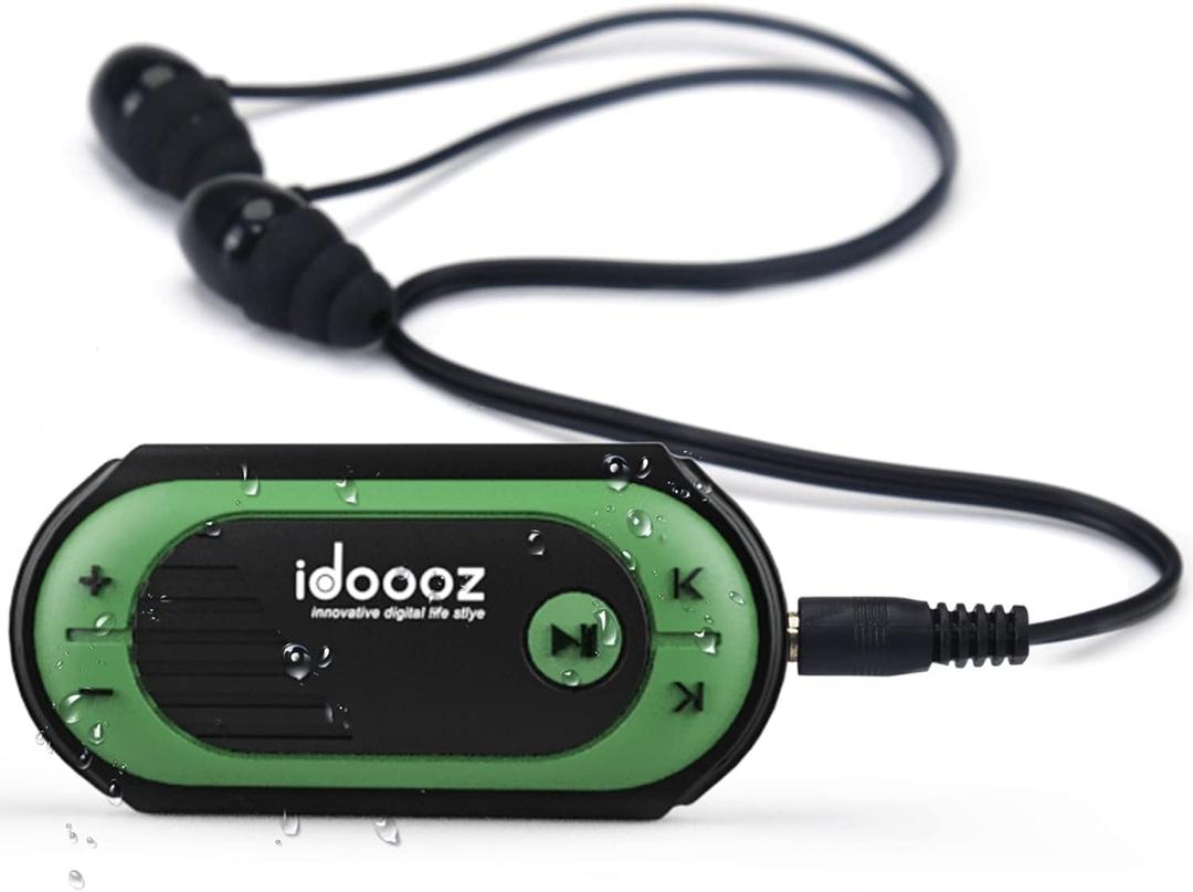 idoooz Waterproof MP3 Player, IPX8 Swimming Music Player with Clip, Underwater Music Player with Headphones for Swimming, Running Jogging (Includes Underwater Headphones) Green