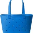 Simple Modern Large Beach Bag | Waterproof Getaway Rubber Tote with Zipper Pocket for Travel, Pool, Boat, Groceries, Sports | Supersonic Blue