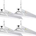JESLED 4FT LED Shop Light 12000LM | 50-70-90W Adjustable Power | 5000K Daylight Linear Fixture | Linkable Hanging/Flush Mount for Garage, Basement, Workshops | ETL Certified