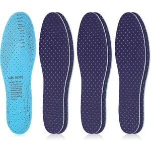 Sintege 3 Pairs Breathable Shoe Insoles Inserts Soft Cushioning Double-Layer Latex Foam Perforated Replacement Insoles for Men 7-11 Woman 2-8(Navy Blue)