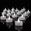 2 x YIWER 24pcs Flameless Tea Lights Candles Realistic LED Flickering Operated Pumkin LED TeaLights Candles Long Lasting Electric Fake Candles Decoration for Party and Gifts Ideas (Cold White)