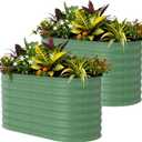 2 Pcs Raised Garden Beds Outdoor 4x2x2 ft - Galvanized Steel Planter Box for Vegetables, Flowers, Rust-Resistant Garden Box, Easy Assembly Raised Beds, Durable Planters for Outdoor Plants, Green