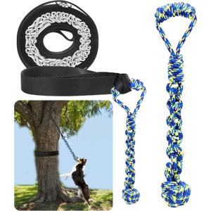 Dog Bungee Tug Toy, 14.5 Ft Adjustable Length Tether Tug Outdoor Toy, Interactive Dog Toys to Keep Them Busy, Includes Bondage Rope and Chew Rope