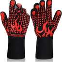 Comsmart BBQ Gloves, 1472 Degree F Heat Resistant Grilling Gloves Silicone Non-Slip Oven Gloves Long Kitchen Gloves for Barbecue, Cooking, Baking, Cutting (short, Red)
