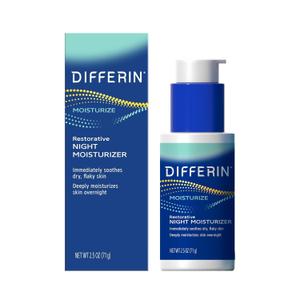 Differin Night Cream with Hyaluronic Acid, Restorative Night Moisturizer by the Makers of Differin Gel, Gentle Skin Care for Acne Prone Sensitive Skin, 2.5 oz 