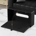 PU Leather Short Tissue Box Cover Rectangle, Small Tissue Box Holder with Magnetic Closure, Decorative Rectangular Tissue Holder for Bathroom Car Office (Black)