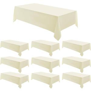 10 Pack Ivory Rectangle Tablecloths 90x156 Inch for 8ft Tables
