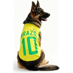 World Cup Shirt for Dogs, Sports Summer Dog Soccer Jersey, T-Shirts for Cats Yellow 5X-Large
