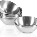 8 Pack 3.2inch Stainless Steel Sauce Dishes Mini Individual Saucers Bowl Round Seasoning Dishes Sushi Dipping Bowl Appetizer Plates, Sliver