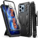 FNTCASE for iPhone 13 Pro-Max Case: Military Grade Shockproof Full Protective Rugged Cell Phone Cover with Kickstand & Belt-Clip Holster, Drop Proof Hard 13 Pro-Max Cases 5G - 6.7 Inch Black