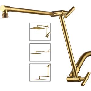 13-Inch Shower Head Arm, Gold, Stainless Steel, Adjustable, Locking Nut