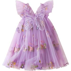 TTYAOVO Toddler Baby Dress Birthday Party Tulle Girl Dresses (12 Months, 2109 Purple)