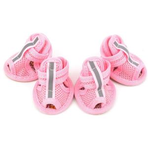 ZUNEA Summer Mesh Breathable Dog Shoes Sandals Non Slip Paw Protectors Reflective Adjustable Girls Female,for Small Pet Dog Cat Puppy Pink 4# (4# (LxW): 2 * 1.57")
