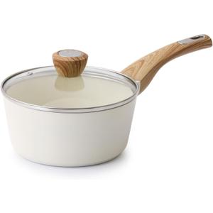 SENSARTE Nonstick Sauce Pan with Lid, 2QT Small Sauce Pot, Stay-cool Handle, Multipurpose Handy Little Saucepan, Induction Capable, PFOA Free, White