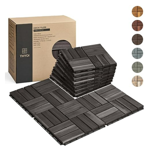 10 Pcs Interlocking Deck Tiles, Patio Flooring - Outdoor Waterproof Acacia Wood Tiles for All Weather Use - Balcony, Backyard, Indoor & Outdoor (Espresso, 10 Pcs - 12.1 Square Ft)