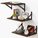 Forbena 12 Inch Deep Floating Shelves for Wall Set of 3, Heavy Duty Wall Shelves for Kitchen Laundry Room Storage, Rustic Wood Floating Shelf for Bedroom Living Room Plants Books (Dark Brown)