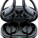 occiam Active Noise Cancelling Earbuds Wireless Bluetooth Headphones Ear Buds 90Hrs Playback Stereo Bass Earphones with Mic Over-Ear Hooks IPX7 Waterproof Headset for Work Sports Running Matte Black