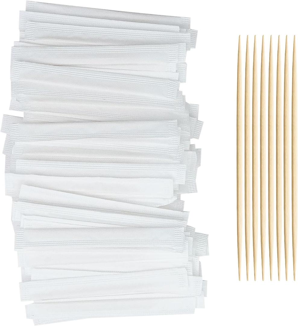 HOPELF Bamboo Toothpicks by Individually Wrapped for Appetizer, Olive, Barbecue, Fruit, Teeth Cleaning,Double-Points Wooden Toothpick.500 Count