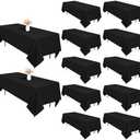 Heneger 12 Pack Black Tablecloths 60 x 102 Inch Rectangular Table Cloths for Rectangle Tables 6ft, Wrinkle Resistant Black Table Cloth Washable Polyester Fabric for Buffet Wedding Party Banquet
