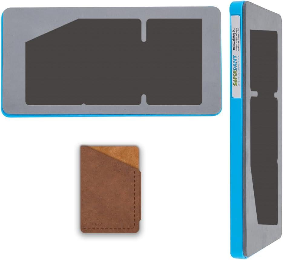 SUPERDANT Leather Card Case - Slim Wallet for Men & Women - Business Card Holder - Craft Die Cutter - Wooden Die Cuts - Vintage DIY Art